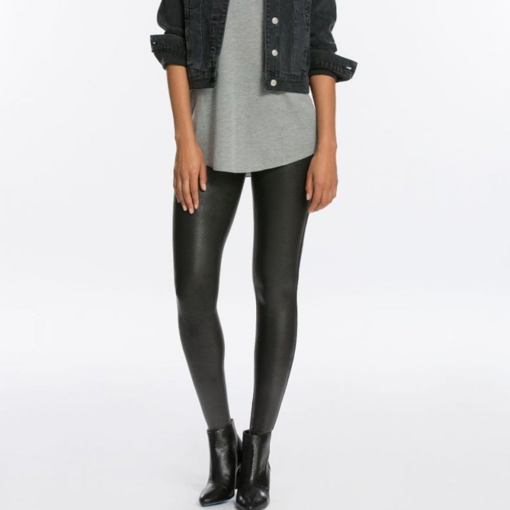 NWT SPANX Faux Black Leather Leggings M